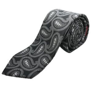 Mens Black Gray Paisley Tie Brand Q